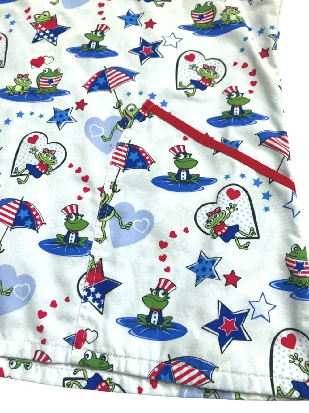 Patriotic Frog Scrub Top With V-Neck and Pockets Size M - Picture 3 of 9